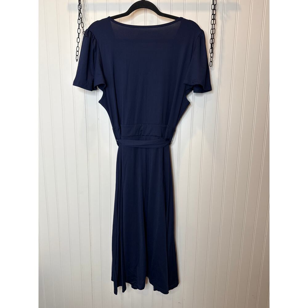 NWT Amazon Dresses Lot of 2 - Navy Faux Wrap & Bold Floral Dress Bundle Size L - Picture 5 of 7